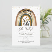 レインボー ボーホー アニマル プリント フラワー ベビーシャワー 招待状 (スタンド正面)