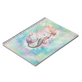 レインボー マーメイド ファンタジー 水彩アート ノートブック (左側)