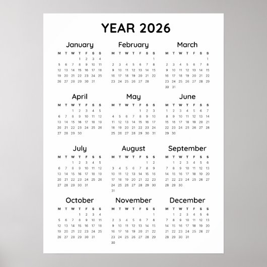 レインボー ミニマリスト 2026年 カレンダーポスター ポスター (正面)