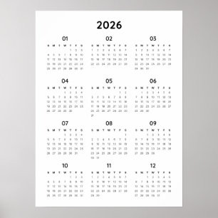 レインボー ミニマリスト 2026年 カレンダーポスター ポスター
