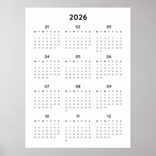 レインボー ミニマリスト 2026年 カレンダーポスター ポスター