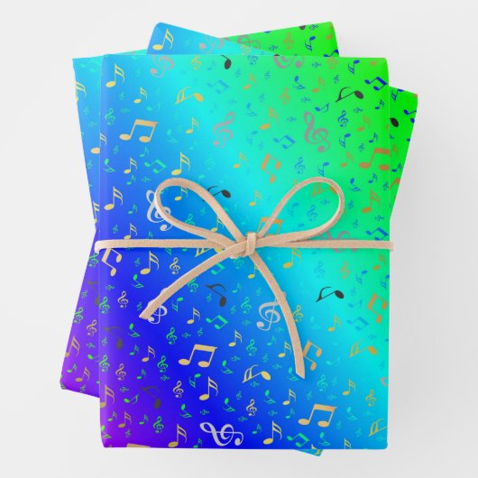 レインボー,ミュージカル+ノート,ラグジュアリー,金ゴールド王室の, elegan ラッピングペーパーシート (インサイチュ)