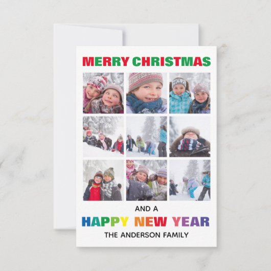 レインボー メリークリスマスコラージュ - 3x5 クリスマスカード 招待状 (正面)