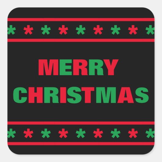 レインボー メリークリスマス - スクエアステッカー スクエアシール (正面)