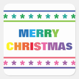 レインボー メリークリスマス - スクエアステッカー スクエアシール