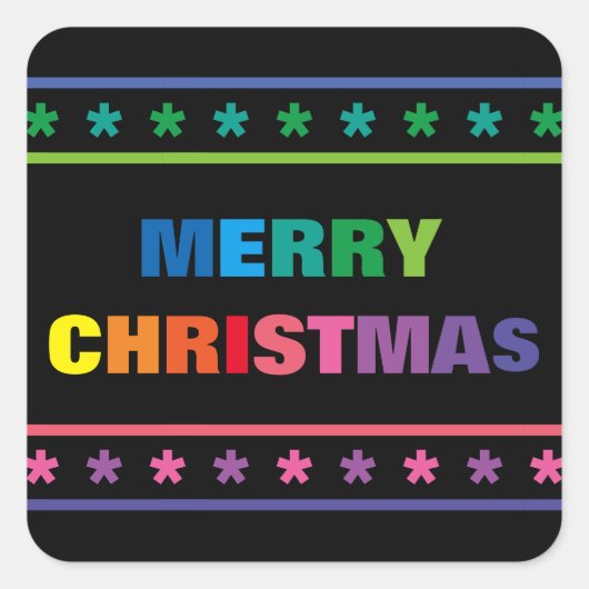 レインボー メリークリスマス - スクエアステッカー スクエアシール (正面)
