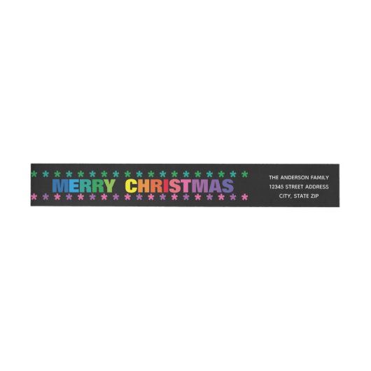 レインボー メリークリスマス -ロングリターンアドレス ラベル (単一)