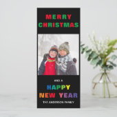 レインボー メリークリスマス 縦型 クリスマスカード 招待状 (スタンド正面)