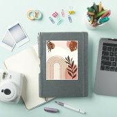 レインボー+ヤシの葉+太陽、ボヘミアン抽象幾何学アート シール (iPadカバー)