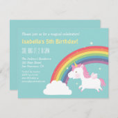 レインボー&ユニコーンガールズバースデーパーティー 招待状 (正面/裏面)