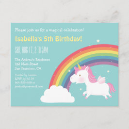 レインボー&ユニコーンガールズバースデーパーティー 招待状