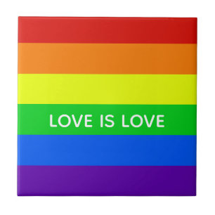 レインボー・ラブ・イズ・ラブLGBTQカラフルゲイプライド タイル