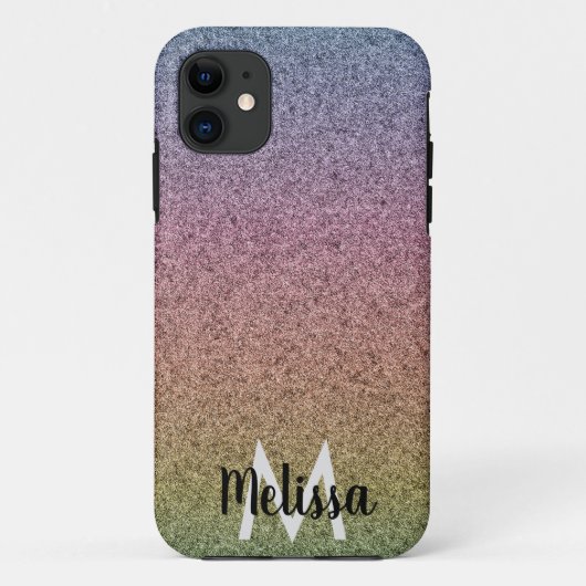 レインボー+ラメ+柄+イニシャル+ネーム Case-Mate iPhoneケース (裏面)