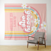 レインボー レトロ グルーヴィー ワン 1歳誕生日 タペストリー (インサイチュ(横))