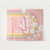 レインボー レトロ グルーヴィー ワン 1歳誕生日 タペストリー (正面(横))