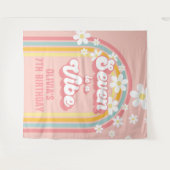 レインボー レトロ セブンはバイブ グルービー 7歳の誕生日 タペストリー (正面(横))