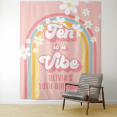 レインボー レトロ テンは ヴァイブ グルービー 10歳の誕生日 タペストリー (インサイチュ)