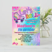 レインボー レトロ ローラー スケート パーティー 招待状 (スタンド正面)