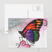 レインボー（昆虫）オオカバマダラ、モナークバタフライオリジナルファンタジーアート ポストカード (正面/裏面)