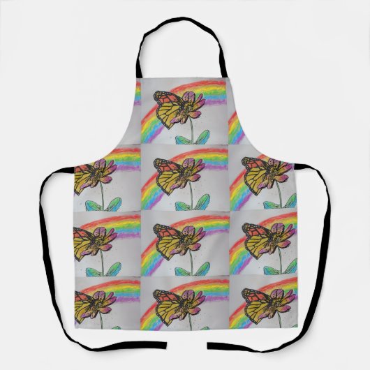 レインボー(昆虫)オオカバマダラ、モナーク絵を描バタフライズエプロン エプロン (正面)