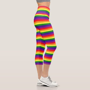 レインボー　横ストライプ　LGBTQ プライド ヨガ カプリレギンス