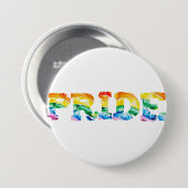 レインボー 水彩 PRIDE タイポグラフィー アート LGB LGBTQ 缶バッジ (正面&裏面)