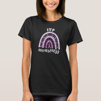 レインボー 紫のリボン 免疫性血小板減少症 ITP Tシャツ