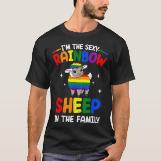 レインボー+羊+家族+LGBT+ゲイ+レズビアン+プライド Tシャツ
