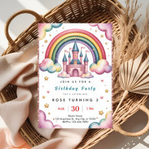 レインボー 誕生日パーティー 招待状 - カラフル キッズ