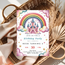 レインボー 誕生日パーティー 招待状 - カラフル キッズ