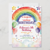 レインボー 誕生日 娘たち レインボーパーティー 招待状 (正面)
