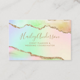 レインボー&金ゴールドグリッターウォーターカラーギルド瑪瑙 名刺