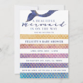 レインボー+金ゴールドマーメイドはかりで測&スティープベビーシャワー 招待状 (正面)