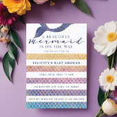 レインボー+金ゴールドマーメイドはかりで測&スティープベビーシャワー 招待状