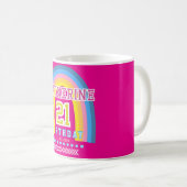 レインボー 21 誕生日 ホットピンク コーヒーマグカップ (正面右)