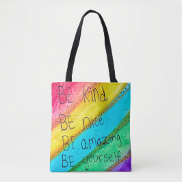 レインボー BE Kind BE Yourself 励ましの言葉  トートバッグ