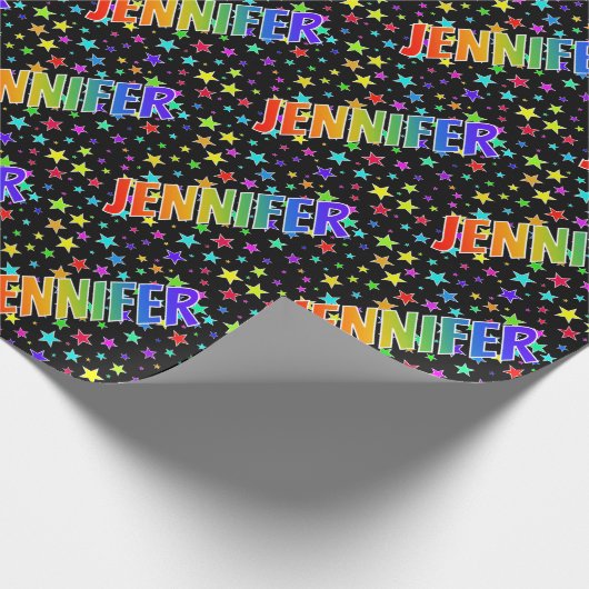 レインボー Jennifer + 星 ラッピングペーパー (角)