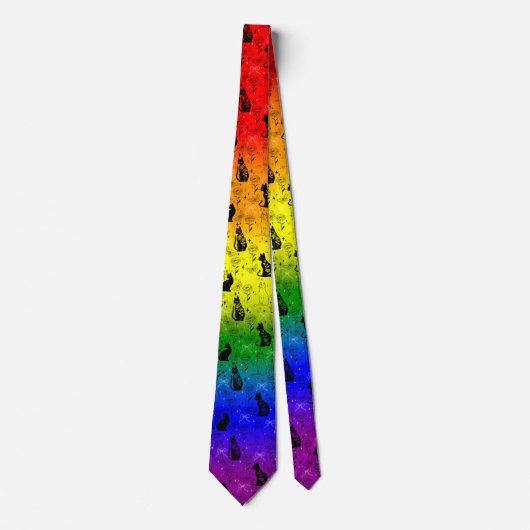 レインボー LGBTQ プライド 黒猫 - 神秘的なウィッチー ネクタイ (正面)