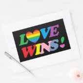 レインボー Love Wins プライド ハート LGBT 長方形シール (封筒)