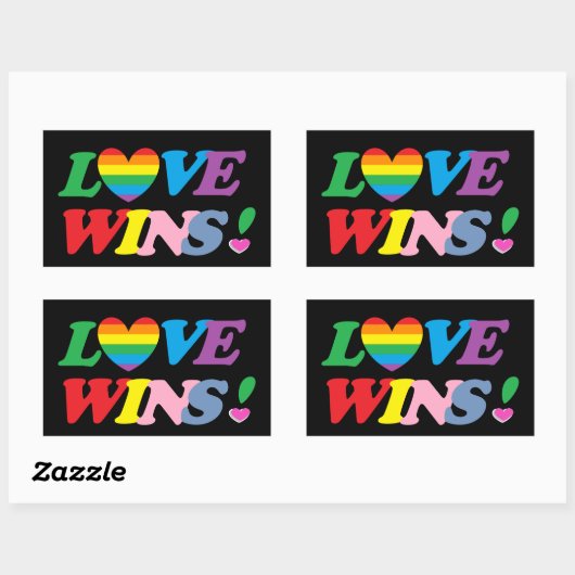 レインボー Love Wins プライド ハート LGBT 長方形シール (シート)