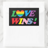 レインボー Love Wins プライド ハート LGBT 長方形シール (バッグ)