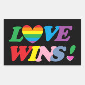 レインボー Love Wins プライド ハート LGBT 長方形シール (正面)