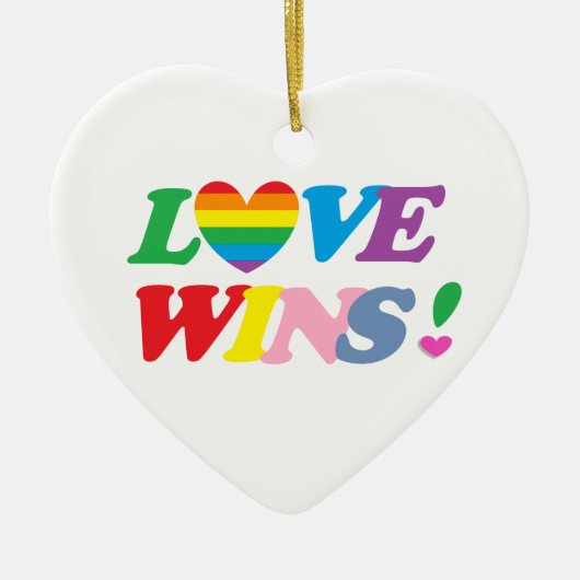 レインボー Love Wins! LGBT セラミックオーナメント (正面)