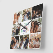 レインボー 'LOVE YOU DADDY' フォトコラージュの思い出 スクエア壁時計 (傾斜)