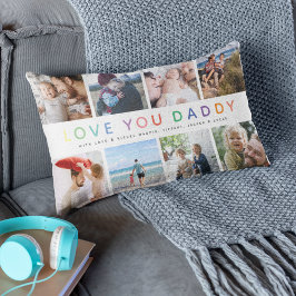 レインボー 'LOVE YOU DADDY' フォトコラージュの思い出 ランバークッション