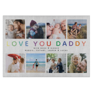 レインボー 'LOVE YOU DADDY' フォトコラージュ キープサケ カッティングボード