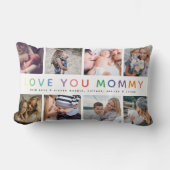 レインボー「LOVE YOU MOMMY」フォトコラージュ記念カメラ ランバークッション (正面)