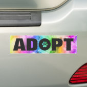 レインボーAdopt Pawprint バンパーステッカー (車上)