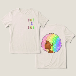 レインボーafro LGBTQ love is loveプライドブラック・ガール トライブレンドＴシャツ