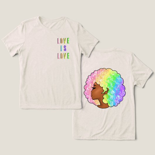 レインボーafro LGBTQ love is loveプライドブラック・ガール トライブレンドＴシャツ (デザイン正面&裏面)